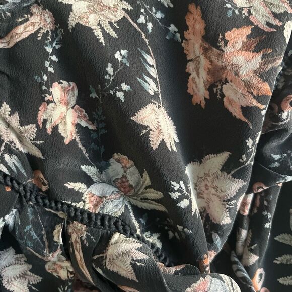 Adriana Degreas 100% Silk Floral Maxi Sleeves Dress Flutter Sundress Size Medium - Picture 12 of 12